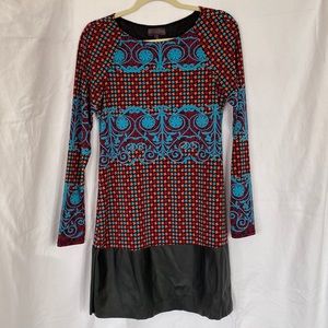 Hale Bob Elodie Faux Leather Trim Shift Dress